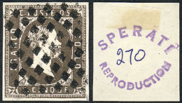 Sc.1, 1851 5c. Black Gray, Sperati FORGERY, Excellent Quality, Rare! - Sardinië