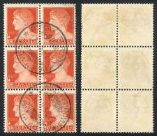 Yvert 235 (Sassone 254), Block Of 6 With INVERTED WATERMARK Variety, VF Quality! - Zonder Classificatie