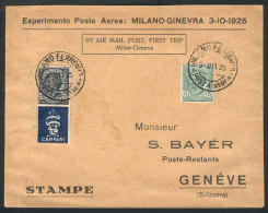 3/OC/1925 First Flight Milano - Geneve, Cover Franked With 20c. (one Stamp With Advertising Label For Campari),... - Non Classés