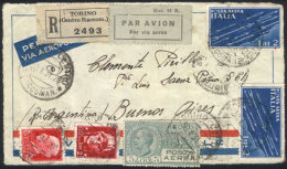 Front Of A Registered Airmail Cover Sent From Torino To Buenos Aires On 30/JA/1931, Franked By Sc.C9 + Other Values... - Non Classés