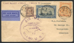 10/DE/1930 First Flight Kingston - British Guiana, Cover Of VF Quality! - Jamaica (1962-...)