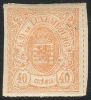 Yv.23, 1865/73 40c. Orange, Rouletted With Color Lines, Mint Part Original Gum, Fine Quality, Rare. Catalog Value... - Autres & Non Classés