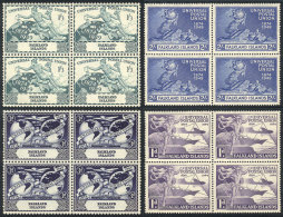 Sc.103/106, 1949 UPU 75 Years, The Set In Unmounted Blocks Of 4, Excellent Quality, Catalog Value US$62+ - Falklandeilanden