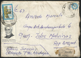 Registered Cover Sent From Villa María (Córdoba) On 4/MAY/1982 To A Soldier In The Falkland... - Falklandeilanden