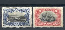 Yv.188/9, 1889 1P. Popocatepetl And 5P. Cathedral, High Values Of The Set, Lightly Hinged, VF Quality, Catalog... - Mexico