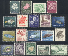 Yvert 26/44, 1960/3 Birds, Butterflies, Fish, Animals, Flowers Etc., Complete Set Of 19 Values, Mint Very Lightly... - Norfolk Island