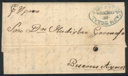 Entire Letter Dated Asunción 9/JUN/1858, Sent To Buenos Aires Per Steamer "Ypora", With The Oval Gray-blue... - Paraguay