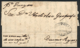 Entire Letter Dated Asunción 19/SE/1859, Sent To Buenos Aires Per Steamer "Ypora", With The Oval Gray-black... - Paraguay