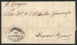 Entire Letter Dated Asunción 18/OC/1859, Sent To Buenos Aires Per Steamer "Guayra", With The Oval Intense... - Paraguay