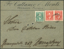 Front Of Cover With 10c. Postage, Sent To Buenos Aires On 8/JUL/1896, Very Nice! - Paraguay