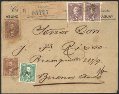 Front Of A Registered Cover Franked With 40c., Sent From Asunción To Buenos Aires On 5/AU/1896, Very Nice! - Paraguay