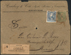 Front Of A Registered Cover Franked With 40c., Sent To Buenos Aires On 2/JA/1897, Interesting And Scarce! - Paraguay