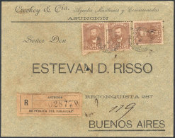 Front Of A Registered Cover Franked With 42c. (14c. X 3), Sent From Asunción To Buenos Aires On 4/MAY/1897,... - Paraguay