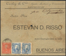 Front Of Cover Franked With 40c., Sent To Buenos Aires On 1/DE/1897, Very Nice! - Paraguay