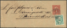 Front Of A 2c. Wrapper + 2c. Additional Postage, Sent To Buenos Aires (circa 1897), VF And Rare! - Paraguay