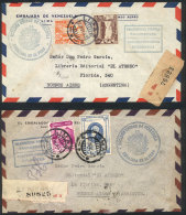 2 Registered Covers Sent By The Embassy Of Venezuela In Lima To Argentina In 1943 And 1944, With "PANAMERICAN... - Peru