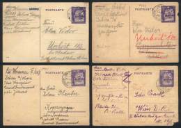 4 12Pf. Postal Cards (PS) Of German Occupation, Sent In 1942 With Varied Destinations, Very Interesting! - Autres & Non Classés