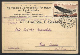 Card Sent From Leningrad To USA On 8/FE/1938, VF Quality! - Other & Unclassified