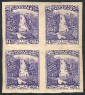 Yv.140A, 1896 24c. Atehausillas Waterfall, IMPERFORATE BLOCK OF 4 With Watermark, VF! - Salvador