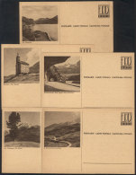 5 Old Postal Cards Illustrated With Views Of Landscapes: Road, Tree, Tunnel, Lake, Church Etc., VF Quality! - Autres & Non Classés