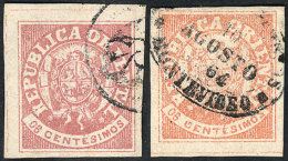 Sc.20, 1864 Escudito 6c. SALMON Color, Used In Montevideo On 10/AU/1864, Minor Thin On Reverse, Wide Margins,... - Uruguay