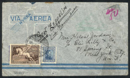 Cover Flown By Zeppelin, Sent From Montevideo To USA On 18/MAY/1930, With Arrival Backstamp Of Lakehurst In Green,... - Uruguay