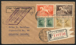 Cover Flown By Zeppelin, Sent From Montevideo To SPAIN On 17/OC/1931, VF Quality! - Uruguay