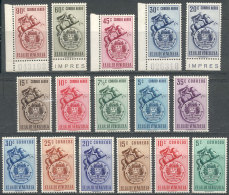 Yvert 361/365 + A.361A/367A, 1951 Coat Of Arms Of Venezuela And Statue Of Bolivar, Cmpl. Set Of 16 Values, MNH, VF... - Venezuela