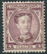 Ed 181*, Alfonso XII 1874 4 Pts Violeta Nuevo - Nuevos