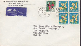 New Zealand AIR MAIL PAR AVION Label NEW LYNN 1965 Cover Brief LOS ANGELES United States 4-Block - Airmail