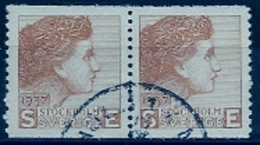 Sweden 1937. Sven Ewert. Teststamps, Pair. Brown-Orange Color USED. - Essais & Réimpressions