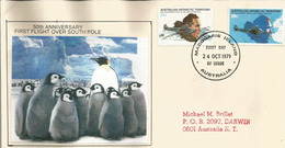 Amiral Byrd, First Flight Over South-Pole & Antarctica In 1929,special Cover 50th Anniversary, Canceled Macquarie Island - Primeros Vuelos