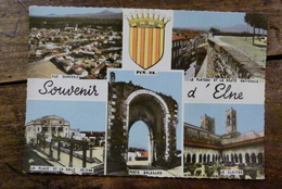 66, SOUVENIR D'ELNE, MULTI-VUES, VUE GENERALE, LE PLATEAU ET LA ROUTE NATIONALE, LA PLACE ET LA SALLE HELENA, LE CLOITRE - Elne