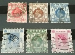 RARE SET LOT HONG KONG 1C+2C+4C+10C+25C+50C CENTS KING GEORGE V STAMP TIMBRE - Used Stamps