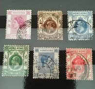 RARE SET LOT HONG KONG 1C+2C+4C+10C+25C+50C CENTS KING GEORGE V STAMP TIMBRE - Usados