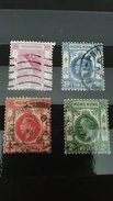 RARE SET LOT HONG KONG 2C+4C+10C+50C CENTS KING GEORGE V STAMP TIMBRE - Usati