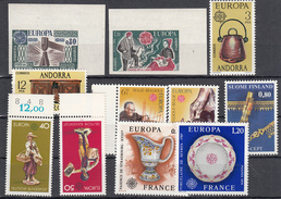 Europa Cept (1976) Annata Quasi Completa ** MNH (manca Guernsey) - Andorra Fr. Non Dentellati - Volledig Jaar