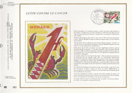 Ltd Edition CEF MONACO Stamps SILK FDC (card) CANCER Cover Health Medicine Crab - Enfermedades