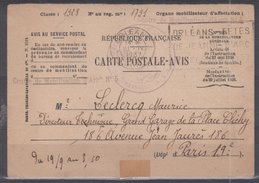 FRANCE - 1 CP "organe Mobilisateur D'affection""classe 1928""cachet Orleans 21/4/1937"(reserviste) - Armeestempel (vor 1900)