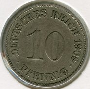 Allemagne Germany 10 Pfennig 1908 A J 13 KM 12 - 10 Pfennig