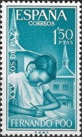 FERNANDO POO 1965 25th Anniv Of End Of Spanish Civil War - Education (Child Writing) - 1p.50 - Turquoise  MNH - Fernando Poo