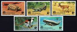 WWF 1977 Uganda Mi.166-70 Geschützte Wildtiere/Sc.176-80 Wildlife Endagered Animals **/MNH - Nuevos