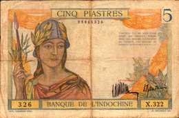 INDOCHINE  5 PIASTRES  De 1935nd  Pick 55a - Indochina