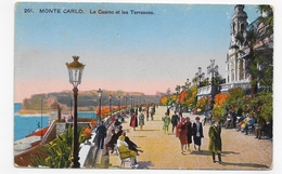MONTE CARLO - N° 261 - LE CASINO ET LES TERRASSES - PLI ANGLE BAS A GAUCHE - CPA  VOYAGEE - Terraces