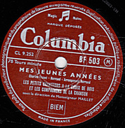 78 T. - 25 Cm - état B -  PETITS CHANTEURS ET  COMPAGNONS DE LA CHANSON - MES JEUNES ANNEES - NE PLEURE PAS JEANNETTE - 78 T - Disques Pour Gramophone