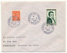 FRANCE => Env Scotem - Cachet Temporaire "1ere Bourse Philatélique Méditerranéenne" MARSEILLE - 22/02/1953 - Commemorative Postmarks
