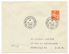 FRANCE => Env Scotem - Cachet Temporaire "Salon De La Vie Collective" PARIS - 25/04/1958 - Cachets Commémoratifs