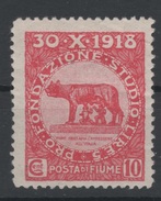 1919 Fiume Occupazione Plebiscito 10 C. Rosso MNH/MLH - Fiume & Kupa