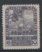 1919 Fiume Occupazione Plebiscito 10 C. Violetto MNH - Fiume & Kupa
