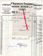 87 - LIMOGES - FACTURE L' IMPRIMERIE CERAMIQUE- ROUDIER BEYRAND -15 RUE CHARPENTIER - 1938 - Imprimerie & Papeterie